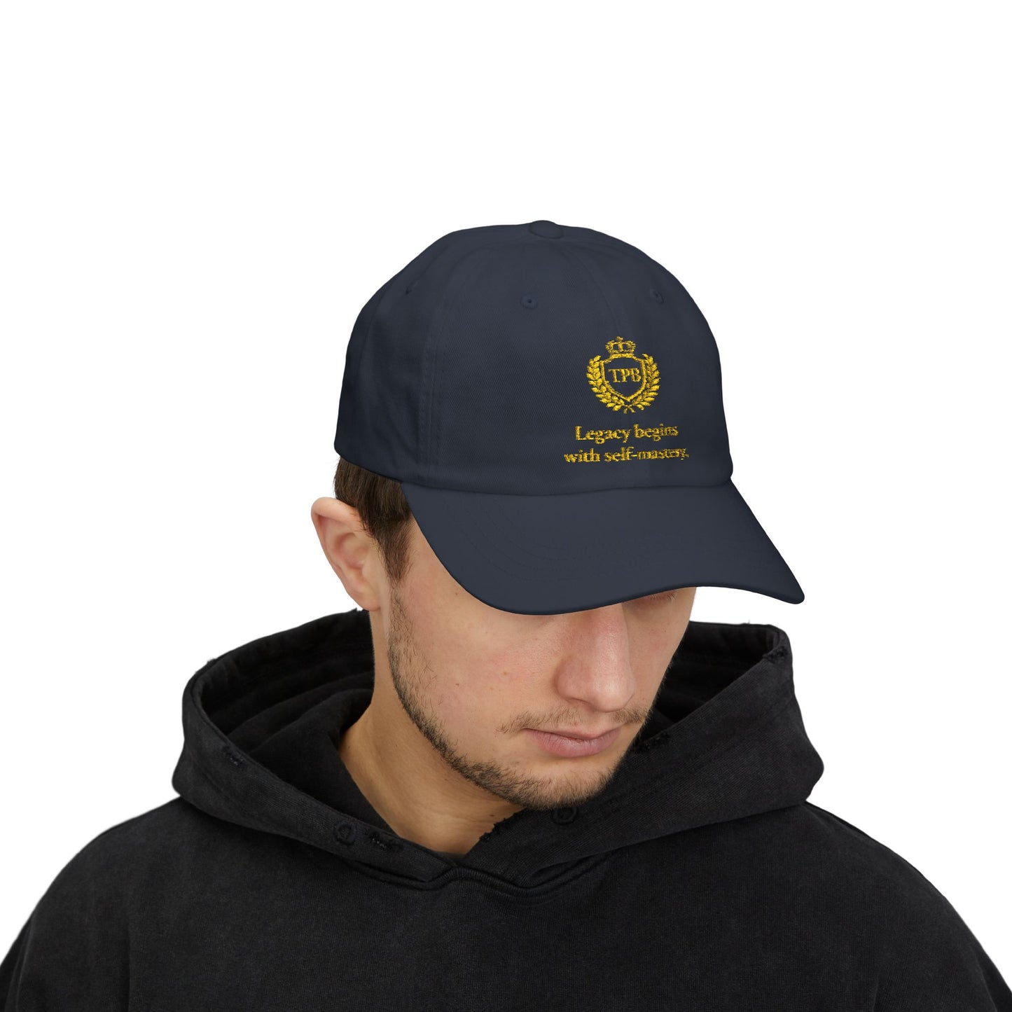 Classic Dad Cap — Embroidered Crest “Legacy begins with self-mastery” Baseball Hat