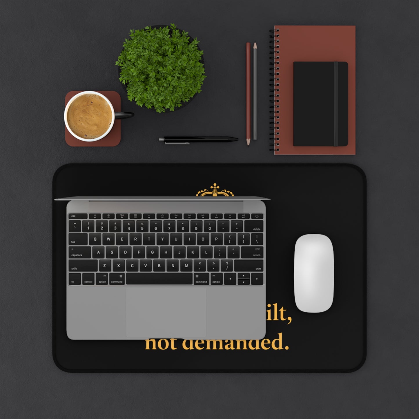 Desk Mat — 'Respect Is Built, Not Demanded' Gold Crest Gaming/Office Desk Pad